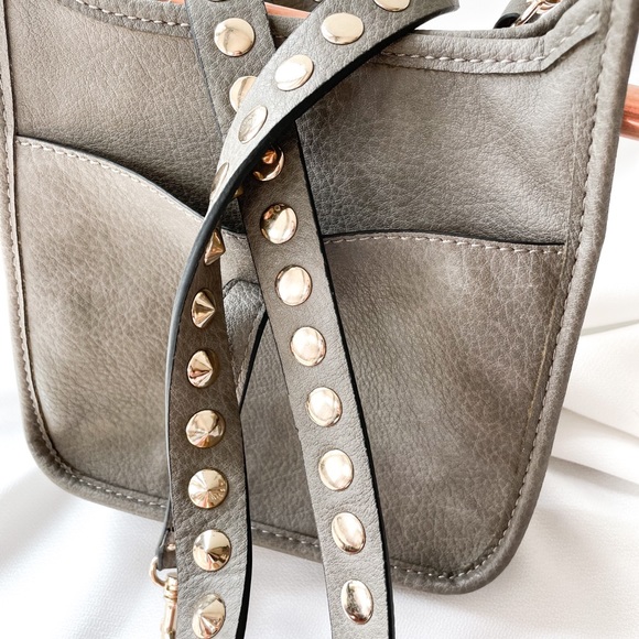 NWOT Grey Studded Crossbody Bag - Picture 7 of 7